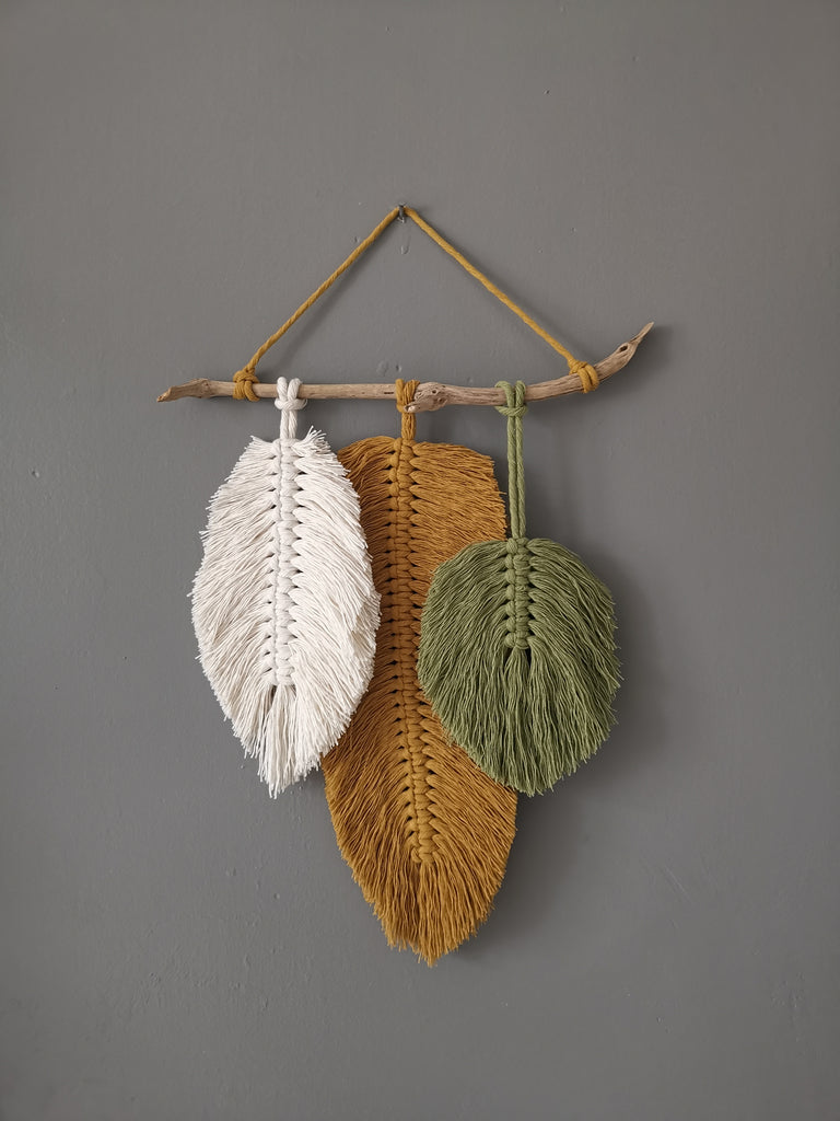 Huge macrame leaf feather 2024 wall hanging