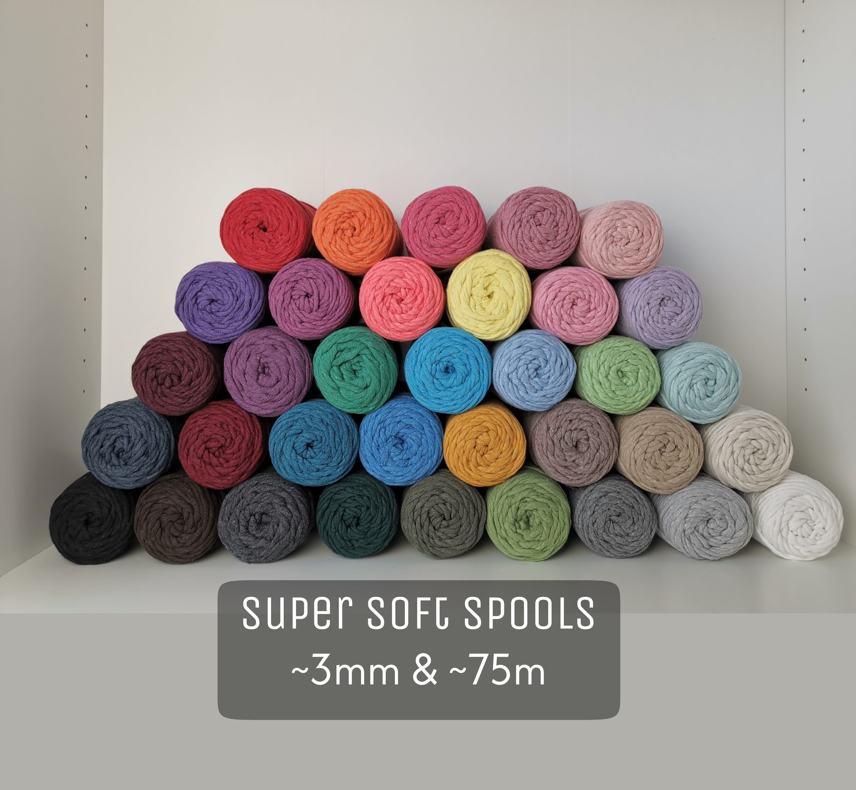 3MM Super Soft Macrame Cord Spools - Single Twist 250gr ~75metres