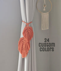  Leaf Tassel Macrame Curtain Tieback Hand-Woven Cotton